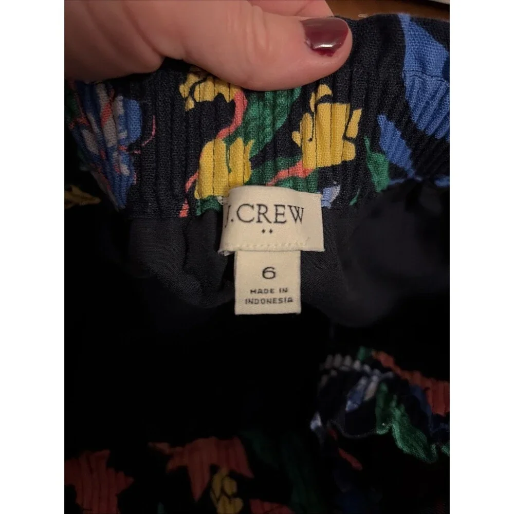 J.Crew Women's Linen Blend Elastic Waist Floral Print Mini Skirt Multi Sz 6